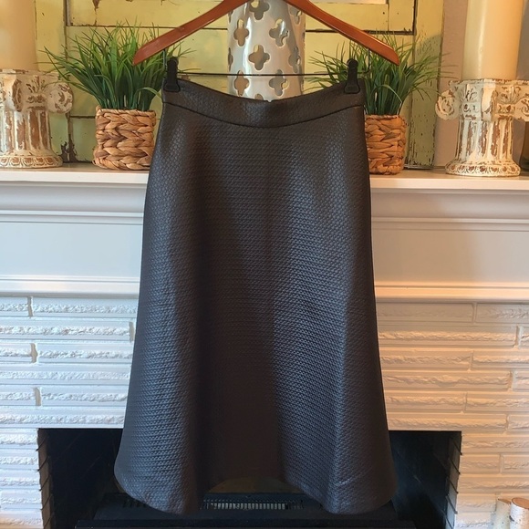 Banana Republic NEW Black Textured Faux Leather Chic Midi Skirt